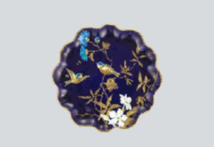 コバルト 花鳥文皿