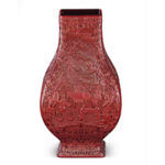 堆朱 人物文 大壺