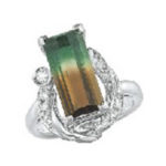 バイカラー トルマリン ダイヤリング