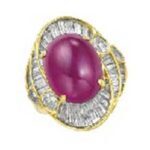 ルビー カボションカット ダイヤリング