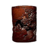 明代 竹製松林筆筒