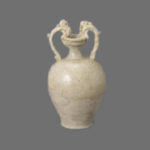唐白磁 龍耳瓶