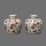 赤絵 魚文小壺2対