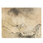 ジャンジェンセン 横たわる裸婦 水彩・インク