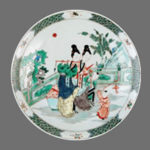 赤絵五彩 仕女文 大清年製皿