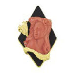 珊瑚 カメオ ブローチ