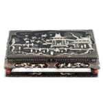 黒漆螺鈿 閣人物文長方台