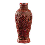 堆朱 風景文花入