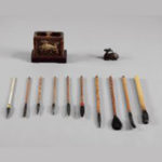 竹製毛筆 紫砂筒