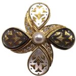 ミキモト ピクウェ ダイヤモンド/シェル ブローチ