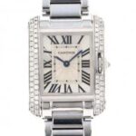 タンク アングレーズ SM WT100008 ホワイトゴールド シルバー文字盤 ベゼルサイドダイヤ