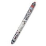 赤絵染付 草花文筆軸