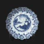 古染付 柳下人物文 花形皿