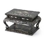 明螺鈿 人物風景文平卓