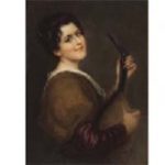 KPMベルリン リュートを引く女性 陶板画