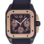 サントス 100 XL クロノグラフ W2020004 チタン×ピンクゴールド ブラック文字盤