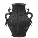 古銅七宝繋文 龍耳花瓶