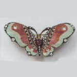 アンティークジュエリーエマイユ マルチカラーブローチ